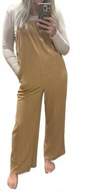 NEW LOVESOFT corduroy wide leg overalls in gray morn